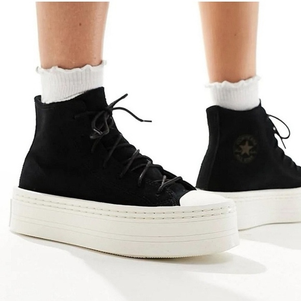 Black suede Modern Lift Platform Converse